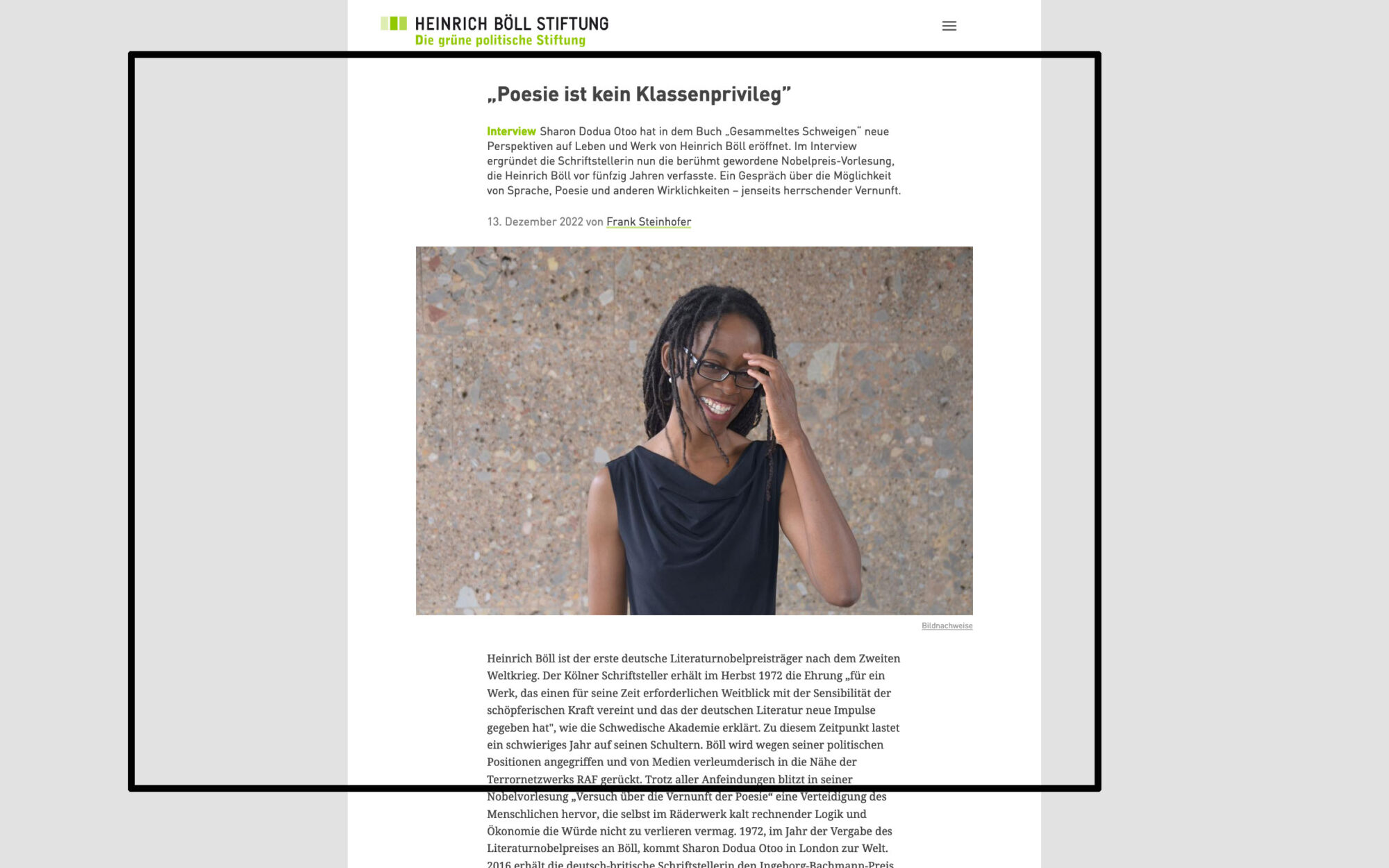 „Poesie ist kein Klassenprivileg” Heinrich-Böll-Stiftung