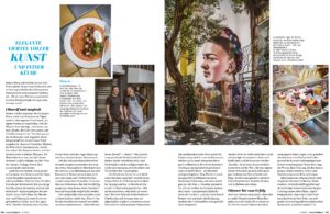 This is a page from the German magazine Essen & Trinken showing an article about the food scene in Mexico, with photos of chefs and dishes, as well as pictures of restaurants.